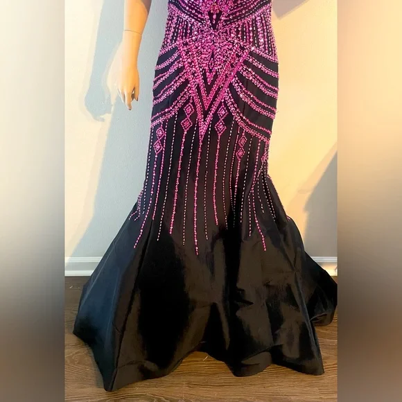 NWT Rachel Allan black & pink Formal Gown - Picture 9 of 14